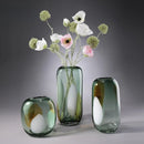Axyaa Green Dried Flower Glass Vase, Colorful Fresh Flower Straight Tube Decoration