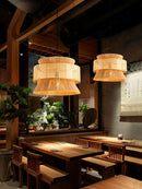 Axyaa Nordic Retro Rattan Ceiling Chandelier for Dining Room Decor