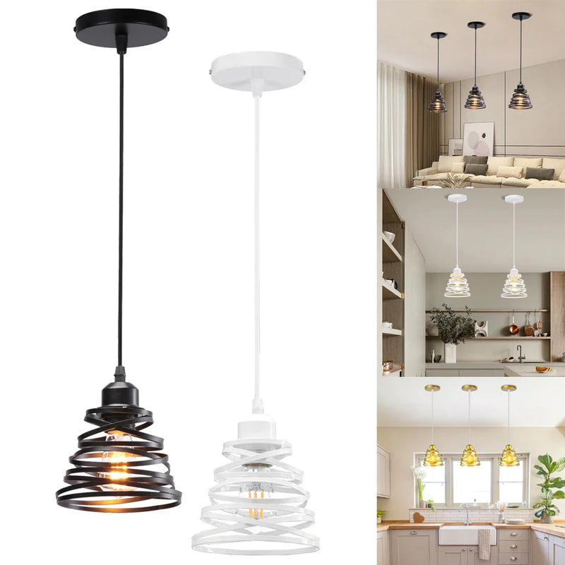 Axyaa Retro Spiral Swirl Pendant Lamp Shade Chandelier for Living Room Kitchen Lighting