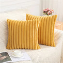 Axyaa Faux Rabbit Fur Plush Pillow Cover: Soft Striped Cushion for Home Sofa