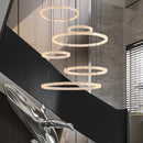 Axyaa Modern Ring Stairs LED Pendant Light Chandeliers for Living Room and Dining Room