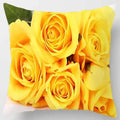 Axyaa Yellow Rose Print Pattern Cushion Cover for Home Decor