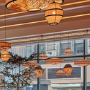 Axyaa Vintage Fabric Lantern Pendant Lamp for Villa Parlor Restaurant