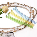 Axyaa Green Glass Drinking Straw Set with Cleaning Brush - 5 Pack