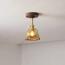 Axyaa Amber Glass Copper LED Ceiling Lights for Modern Home Decor