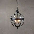 Axyaa Loft Globe Pendant Light with Wrought Iron Glass Shade