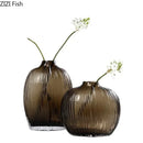Axyaa Brown Glass Vase Hydroponic Flower Pot Modern Room Decor