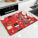 Axyaa Christmas Diatoms Non-slip Absorbent Coffee Bar Drying Mat