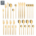 Axyaa 30-Piece Silver Mirror Cutlery Set Stainless Steel Dinnerware & Flatware