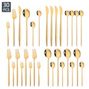 Axyaa 30-Piece Silver Mirror Cutlery Set Stainless Steel Dinnerware & Flatware