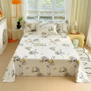 Axyaa Green Check Raw Cotton Double Bed Sheets Set Queen/King Flat Top Full Cover