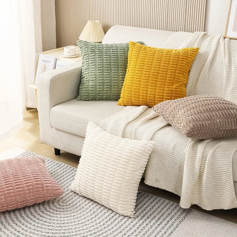 Axyaa Soft Striped Corduroy Throw Pillow Covers in 45x45cm