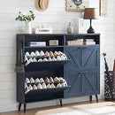 Axyaa Farmhouse Shoe Storage Cabinet with Barn Door Design & 4 Flip Drawers