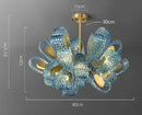 Axyaa Peacock Blue Glass Chandelier: Luxury Flower Design Pendant Lamp