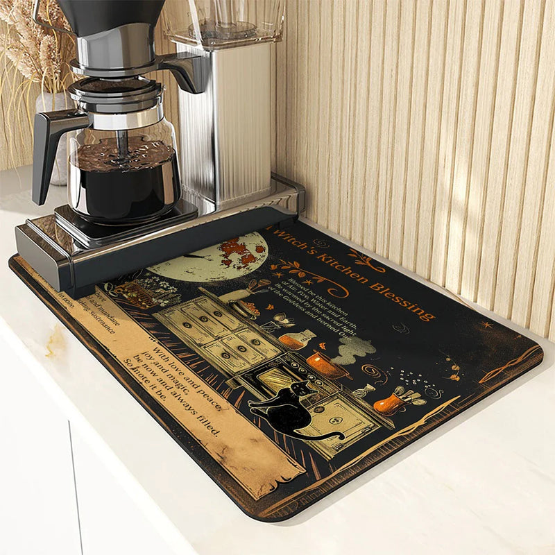 Axyaa Halloween Kitchen Draining Mat Absorbent Anti-slip Quick Dry Bathroom Drain Pad