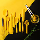 Axyaa Yellow Silicone Kitchenware Set with Storage Bucket