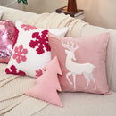 Axyaa Christmas Velvet Pillowcase - Elk Snow Wreath Home Decor Sofa Cushion Cover