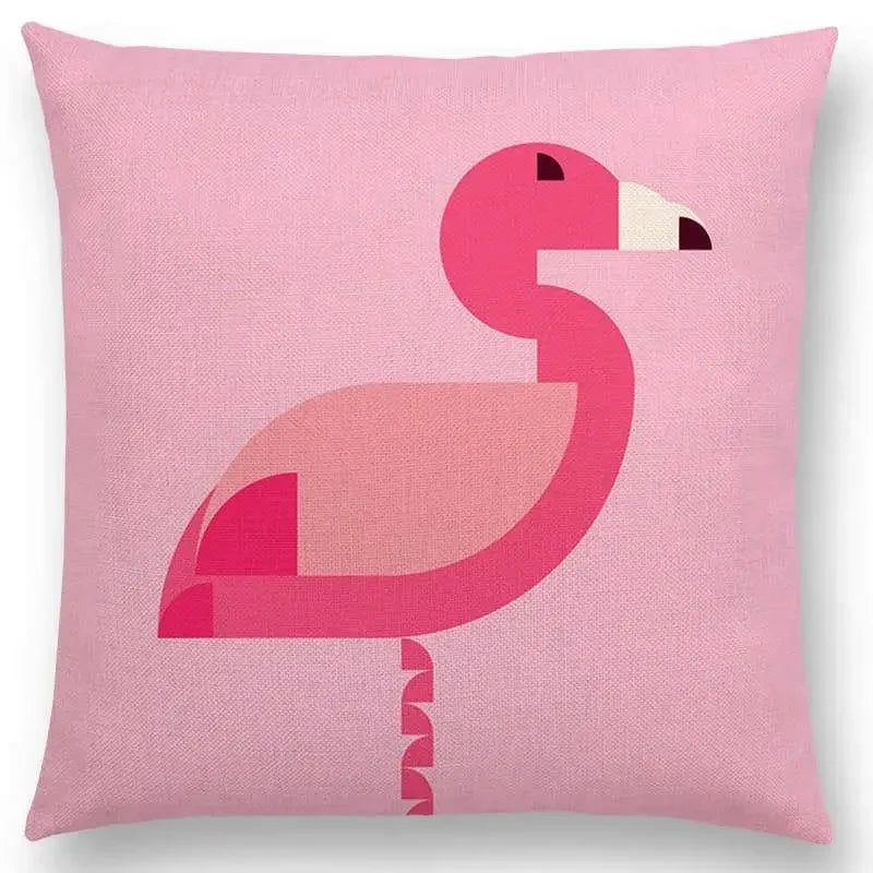 Axyaa Cartoon Animals Cushion Cover - Cat Flamingo Penguin Rabbit Pillow Case