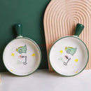 Axyaa Ceramic Noodle Bowl with Handle, Personal Tableware, Soup Plate
