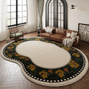 Axyaa Fluffy Green French Carpet: Soft, Waterproof Area Rug for Living Room & Bedroom