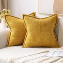 Axyaa Geometric Corduroy Pillowcase Yellow White Patchwork Splicing Home Decor