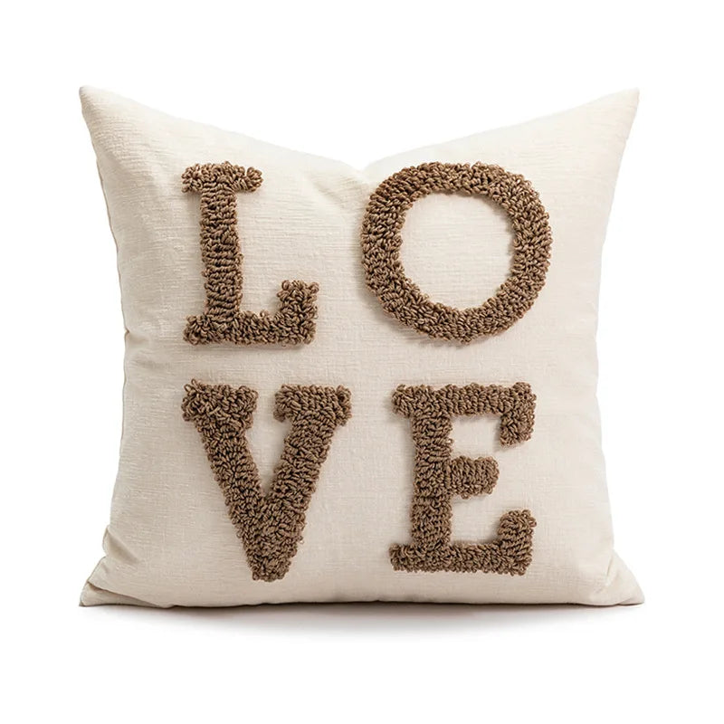 Christmas Chenille Plush Tufted Heart Tree Sugar Beige Cushion Cover for Home Decoration