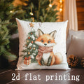 Axyaa Christmas Fox & Floral Pillow Cover for Sofa, Bedroom & Car