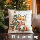 Axyaa Christmas Fox & Floral Pillow Cover for Sofa, Bedroom & Car