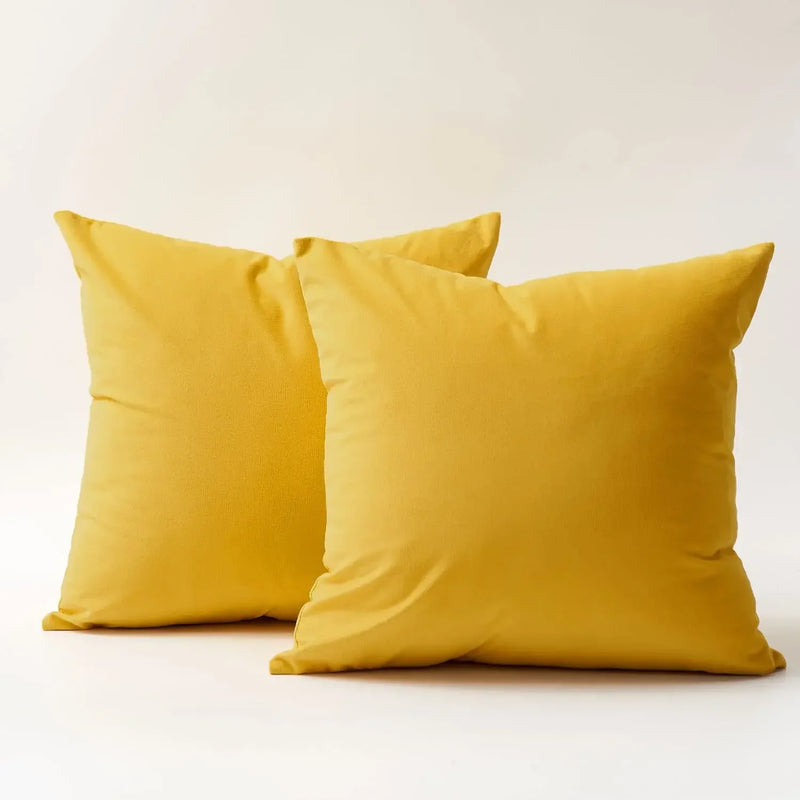 Axyaa Yellow Series Velvet Cushion Cover Set for Living Room Sofa Home Décor