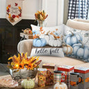 Axyaa Fall Blue Pumpkin Floral Leaf Pillow Covers for Bed Sofa Bedroom