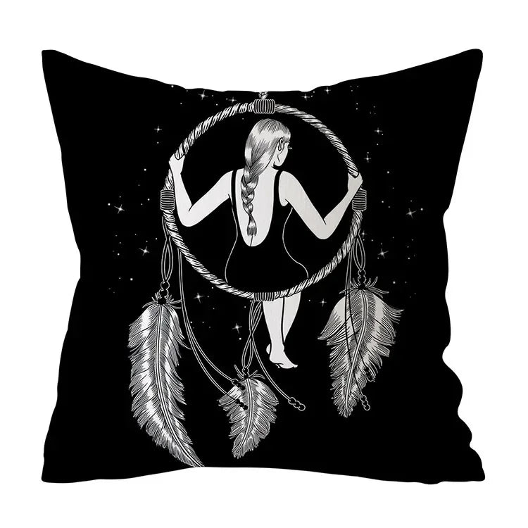 Axyaa Art Pattern Throw Pillow Case for Home Sofa Seat Room Decor