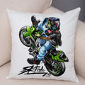 Axyaa Extreme Sports Motorcycle Pattern Cushion - Cartoon Design for Home & Car