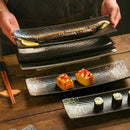 Axyaa Ceramic Sushi Boat Saury Plate - Rectangular Japanese Tableware