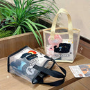 Axyaa Black Cat Mesh Handbag: Cute, Spacious, Versatile, Transparent Beach Bag