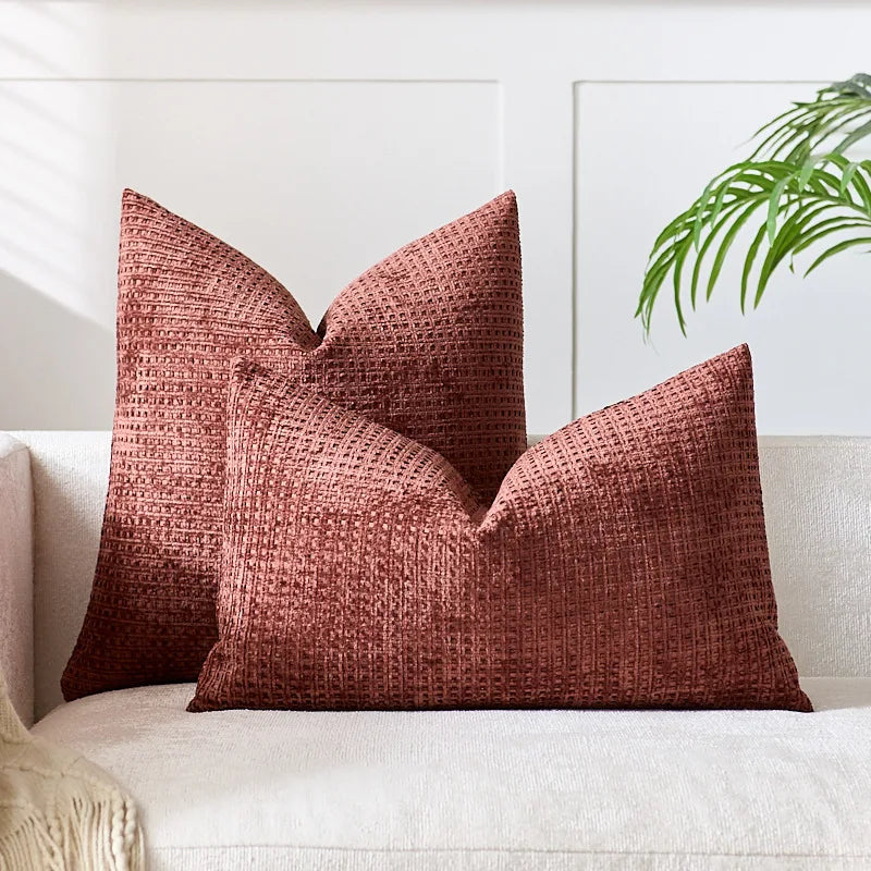 Axyaa Chenille Cushion Cover Solid Color Elegant Square 45x45cm 50x50cm