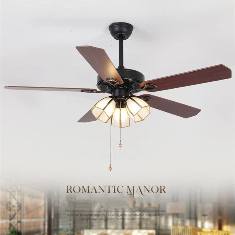 Axyaa Retro Vintage Ceiling Fan with LED Light and Remote Control