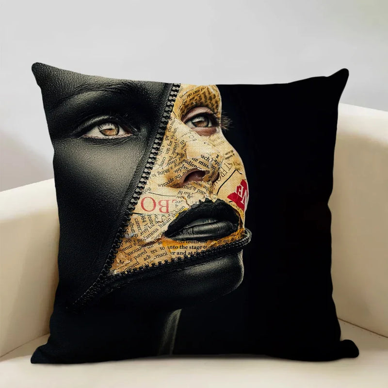 Axyaa African Lady Cushion Cover Pillow Case Sofa Decoration Linen Pillowcase