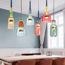 Axyaa Glass Pendant Chandelier Nordic Modern Macaron Colored LED Lights