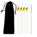 Axyaa Lemon Glass Straw Set: Reusable Eco-Friendly Straws for Smoothies, Cocktails