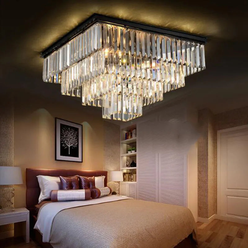 Axyaa Crystal Flush Mount Ceiling Light for Home and Hotel Decor