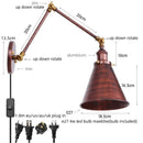 Axyaa Retro LED Wall Sconce Swing Arm Lamp, Black Industrial Vintage Iron Design