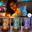 Axyaa Bear Night Light - 3D LED Fireworks Room Decoration for Kids Bedroom