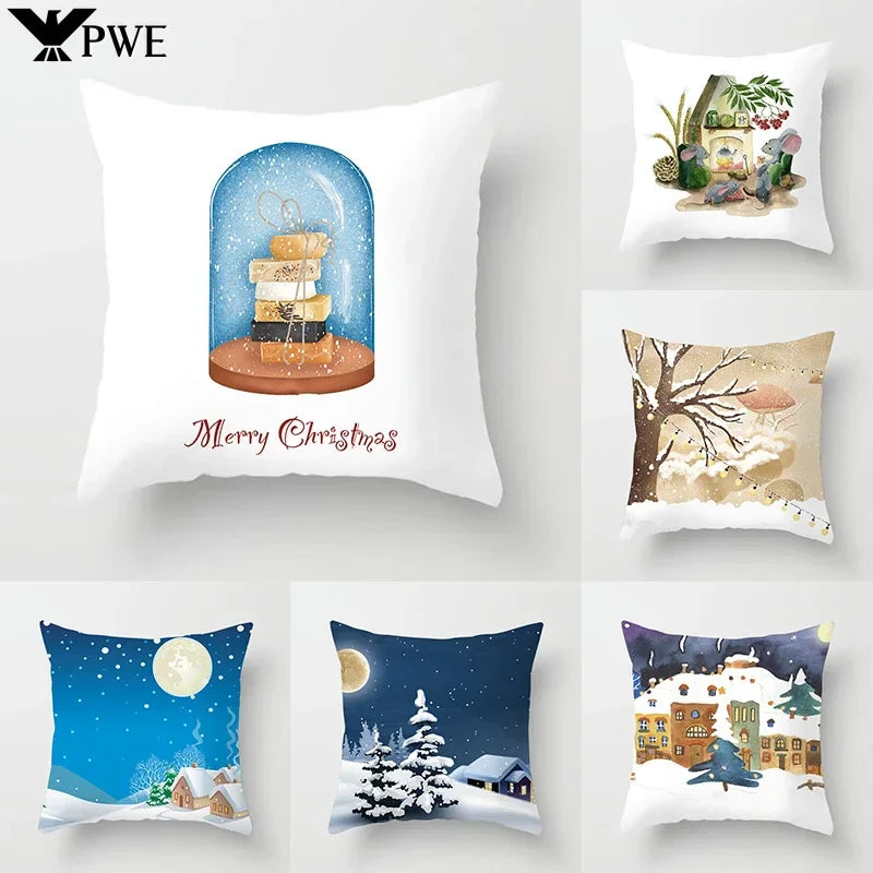 Axyaa Christmas Home Pillowcases Printed Bed Decoration Cushion Covers