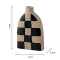 Axyaa Geometric Check Pattern Ceramic Vase for Stylish Home Decor