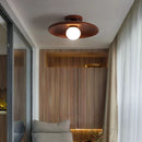 Axyaa Handcrafted Wooden Disc Pendant Ceiling Lamp with LED Lights for Living Room, Corridor, and Balcony