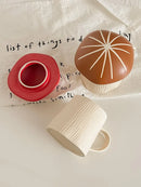 Axyaa Red Mushroom Ceramic Coffee Cup with Lid - 350ml