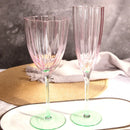 Axyaa Floral European Style Pink & Green Glass Goblet Wine Champagne Flute