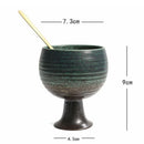 Axyaa Ceramic Coffee Cup Set with Spoon, Coarse Pottery Goblet for Home Decor