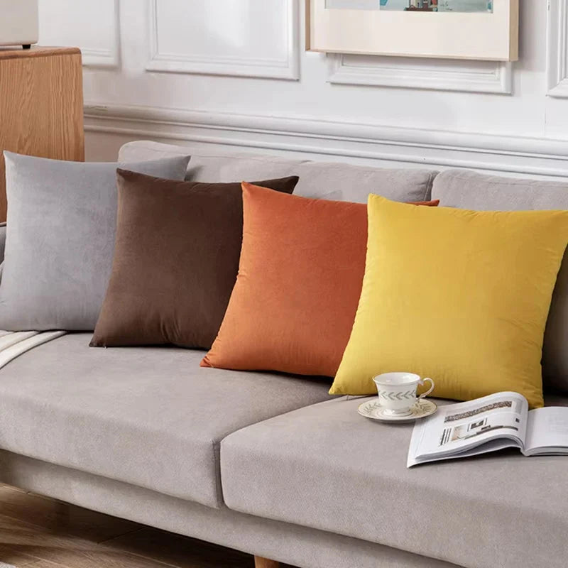 Axyaa Velvet Cushion Cover 45x45cm White Soft Pillow for Living Room Sofa