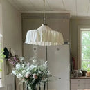 Axyaa Wabi Sabi White Cloth Fabric Pendant Light: Modern Retro LED Chandelier